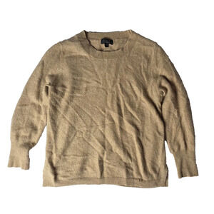 J Crew Sweater Women's Medium Tan 100% Cashmere Pullover Crewneck Soft Classic